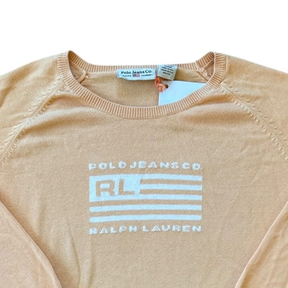 Woman's Small Ralph Lauren Orange Thin USA Flag Jumper