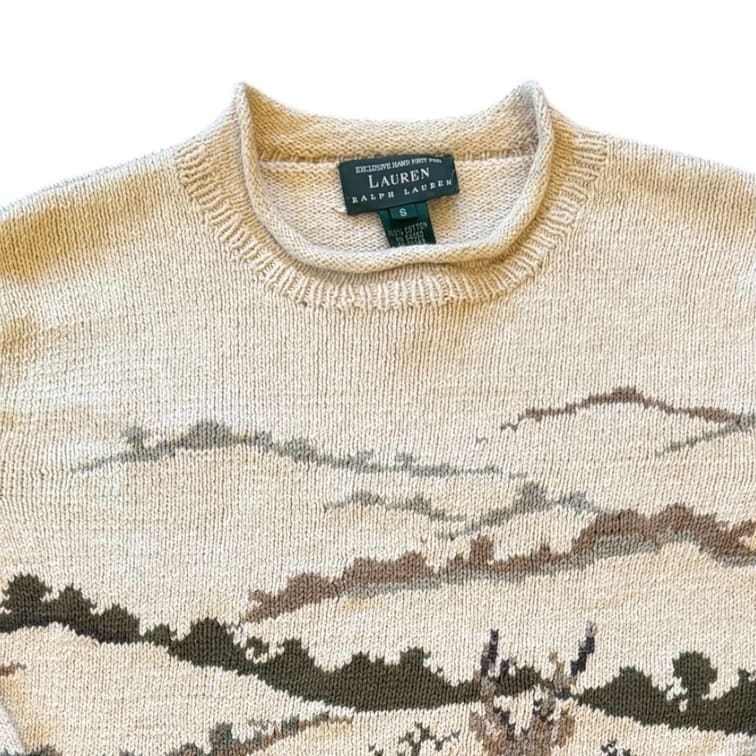 Woman's Small Ralph Lauren Beige Knitted Deer Jumper
