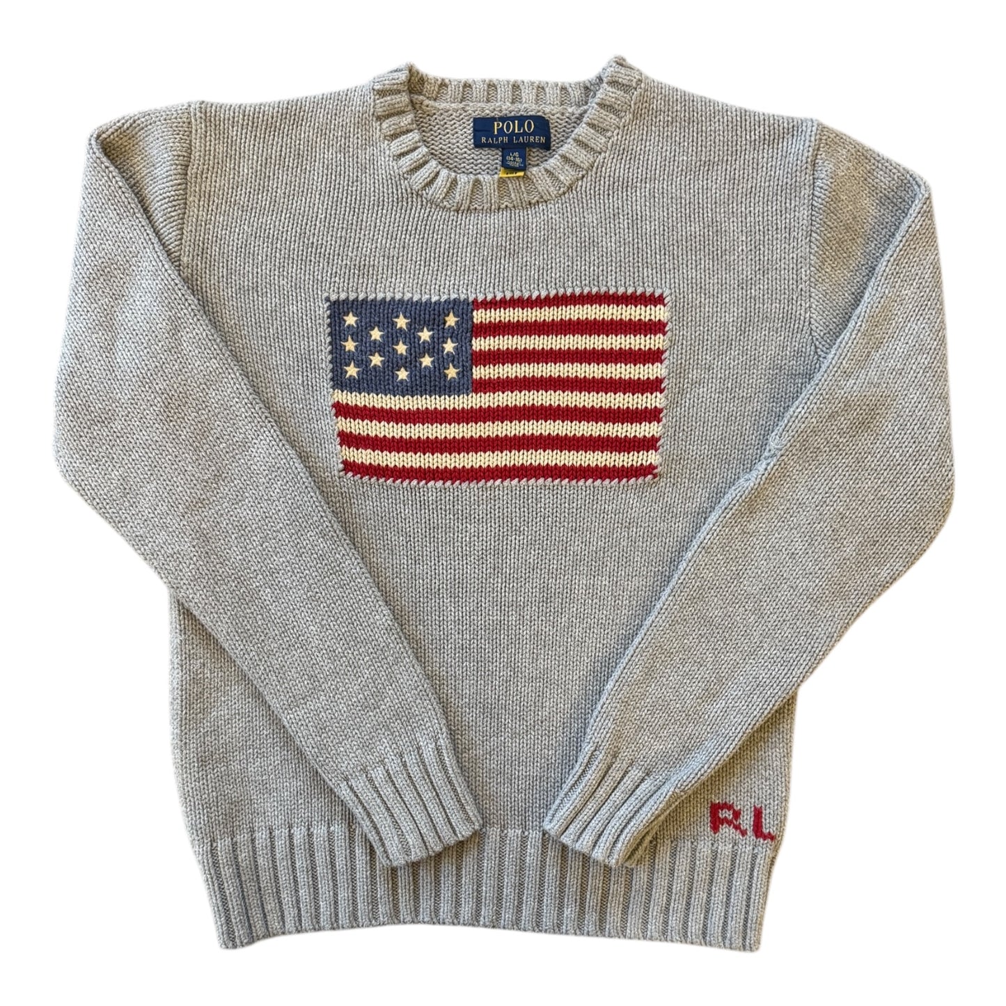 Woman's Extra small Ralph Lauren Grey USA Flag Jumper