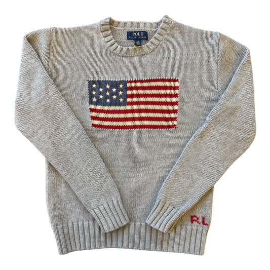 Woman's Extra small Ralph Lauren Grey USA Flag Jumper