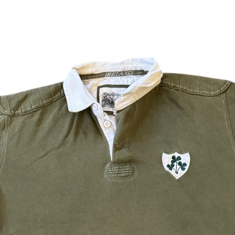 Large Cotton Traders Green Ireland Rugby Shirt