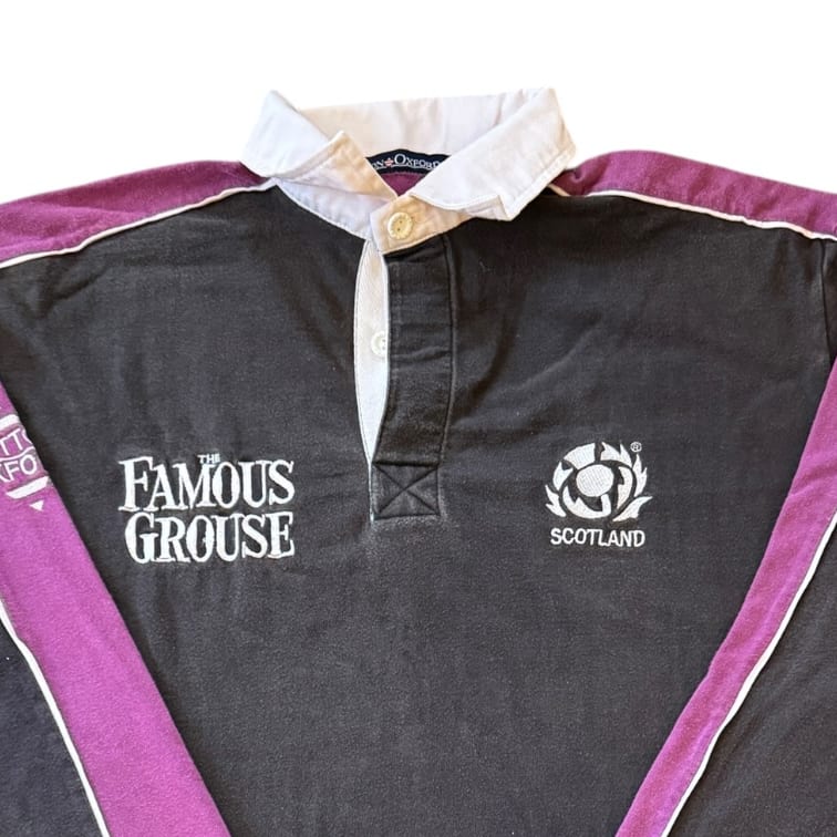 Large Cotton Oxford 1999/2000 Black Scotland Rugby Shirt