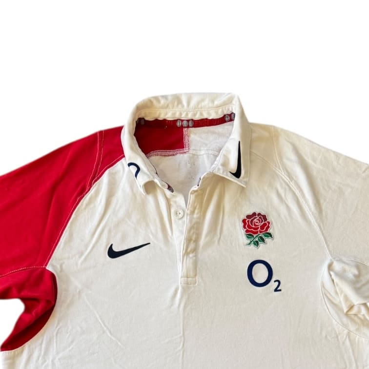 Large Nike White England Rugby Polo Shirt