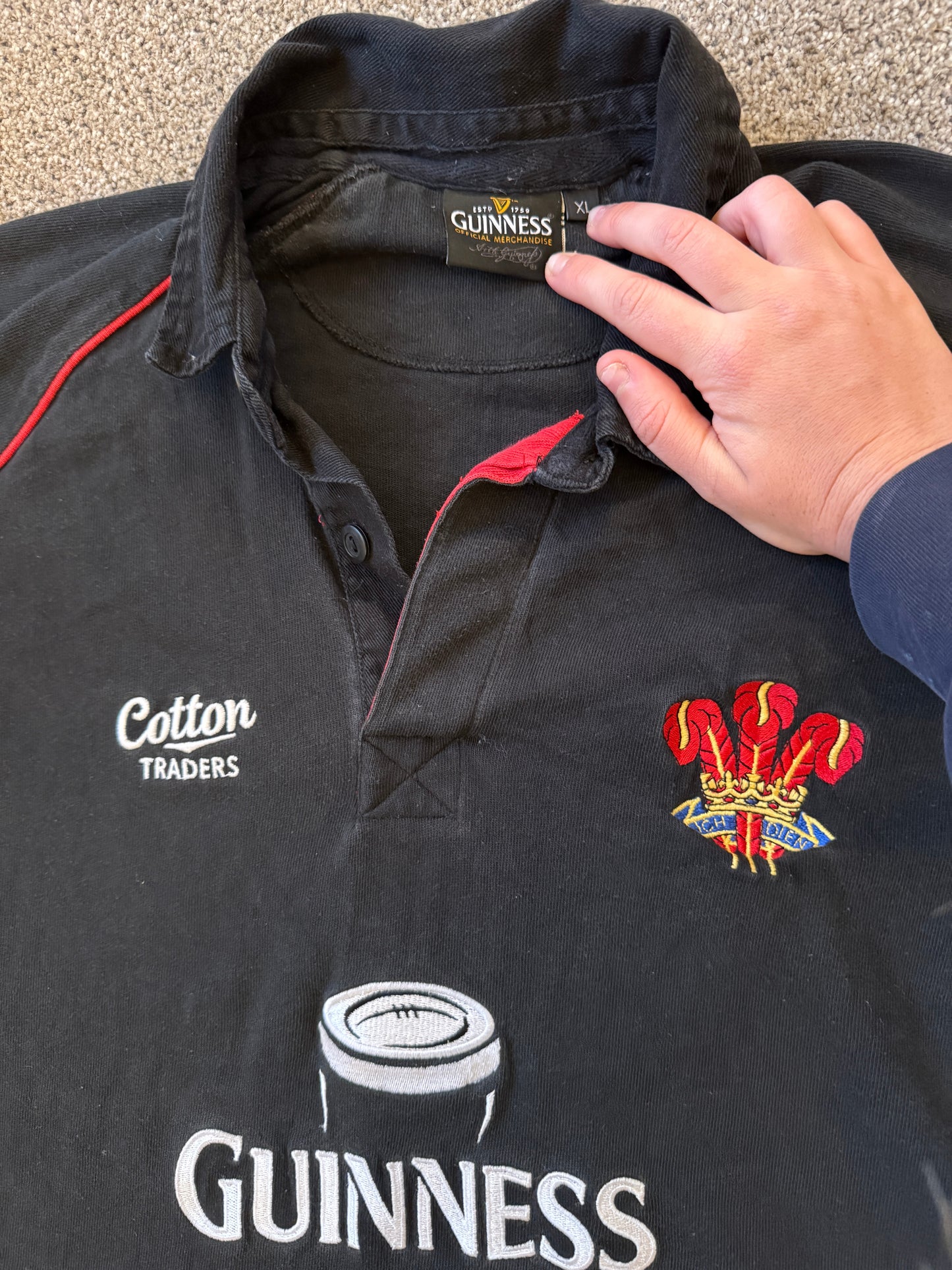 Extra large Cotton Traders Guinness Black Wales Rugby Shirt