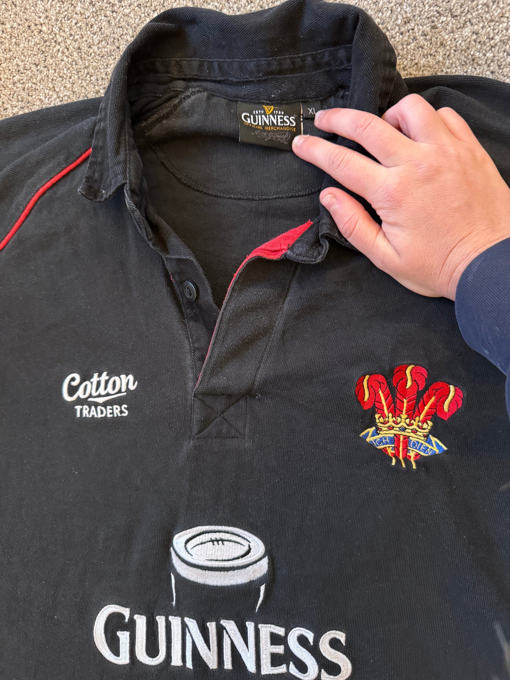 Extra large Cotton Traders Guinness Black Wales Rugby Shirt
