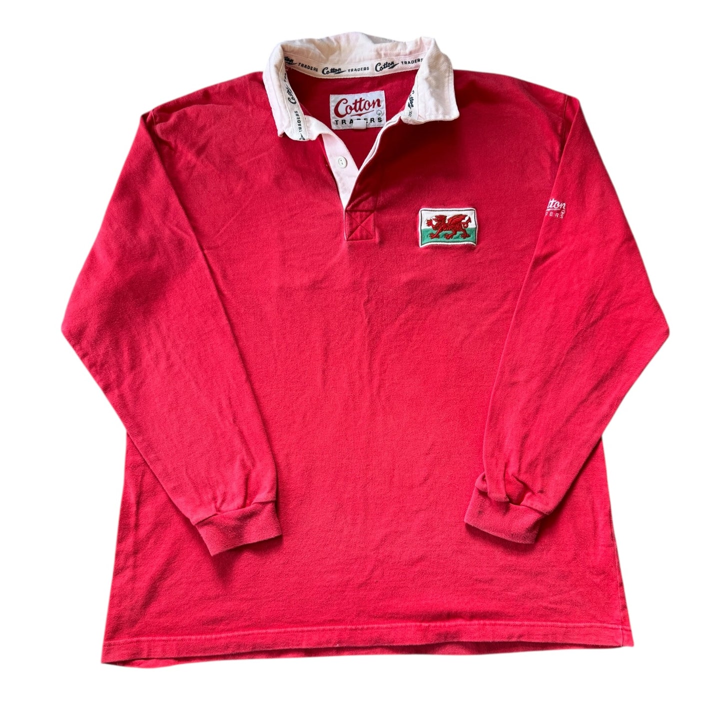 Extra large 1992-95 Cotton Traders Wales Red Rugby Shirt