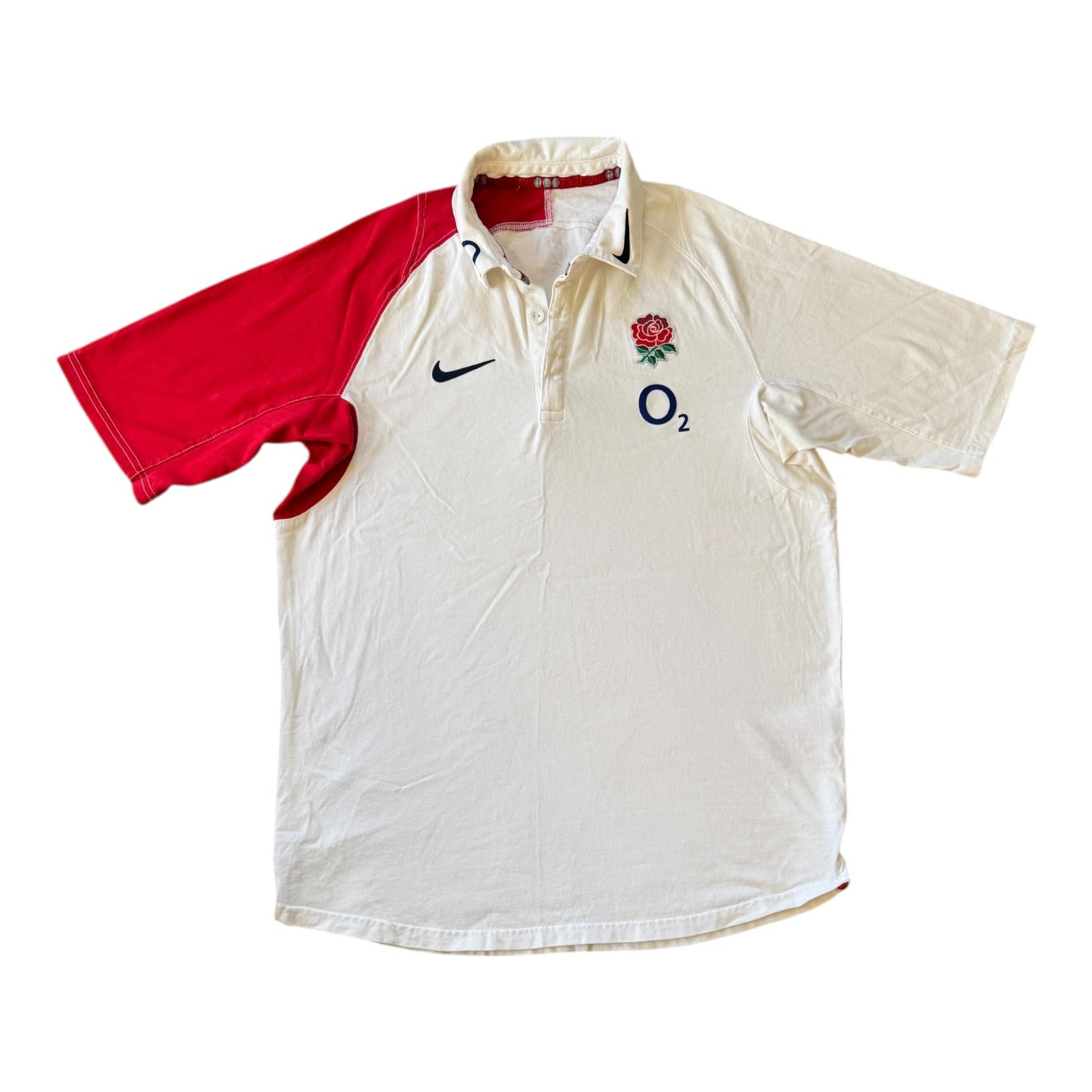 Large Nike White England Rugby Polo Shirt