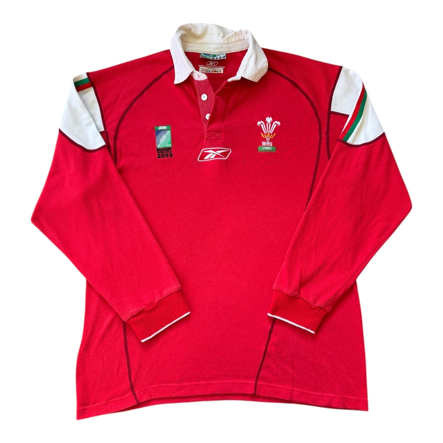 Large Reebok 2003 Wales Red Rugby Shirt