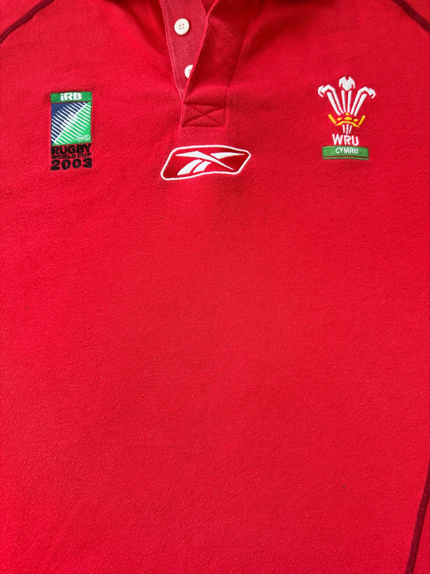 Large Reebok 2003 Wales Red Rugby Shirt