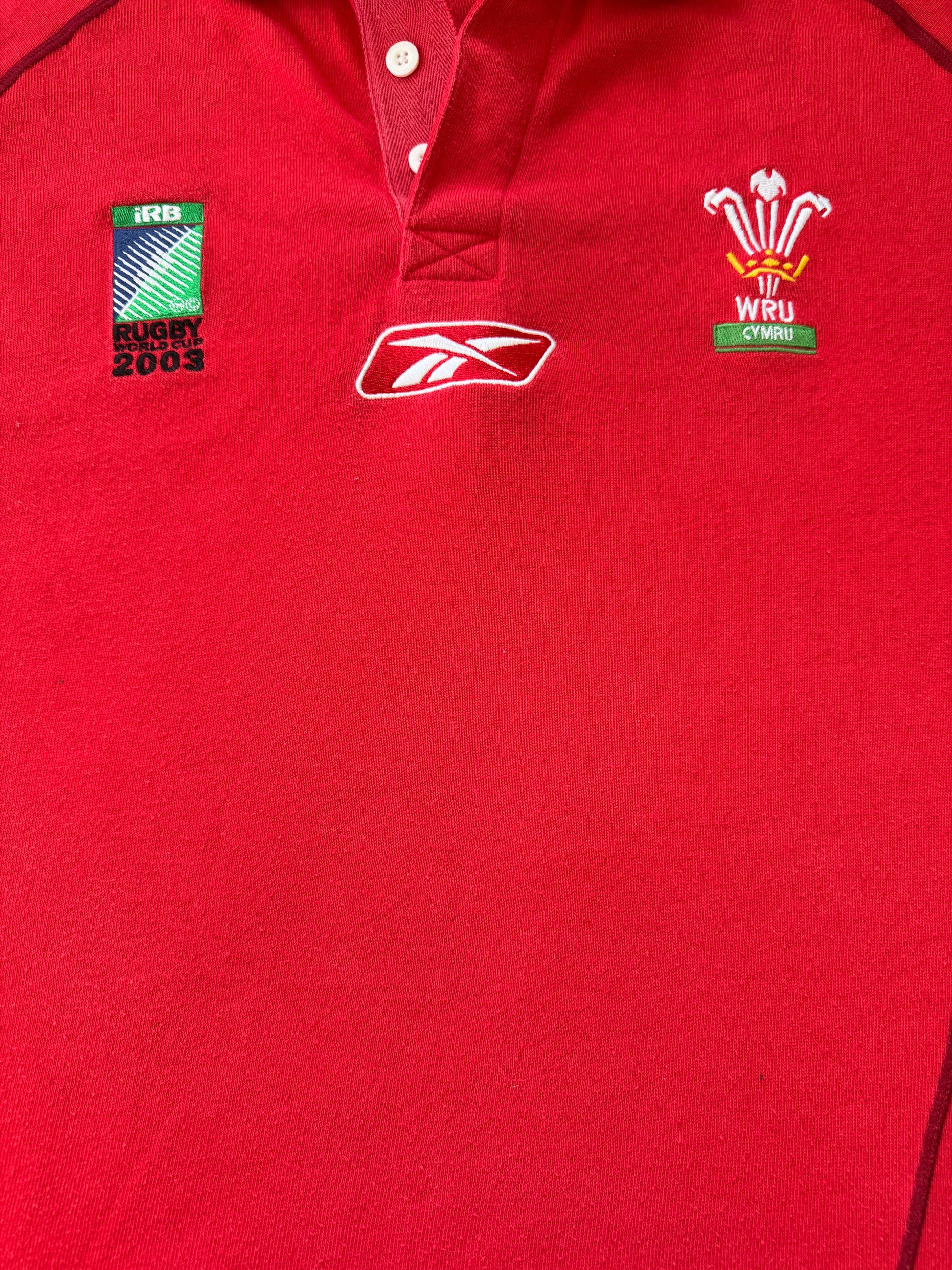 Large Reebok 2003 Wales Red Rugby Shirt