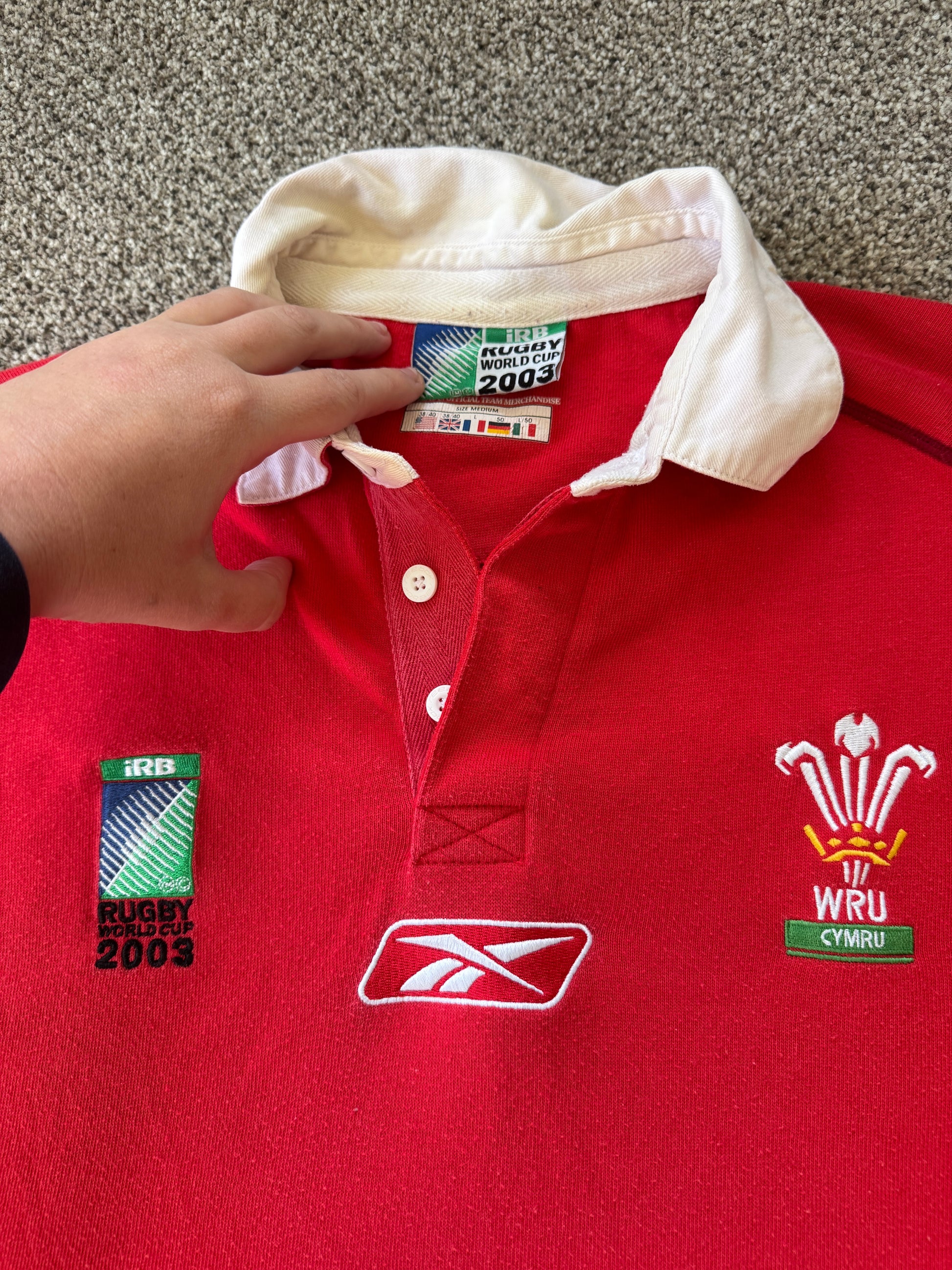 Large Reebok 2003 Wales Red Rugby Shirt