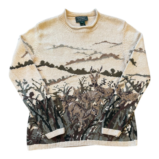 Woman's Small Ralph Lauren Beige Knitted Deer Jumper