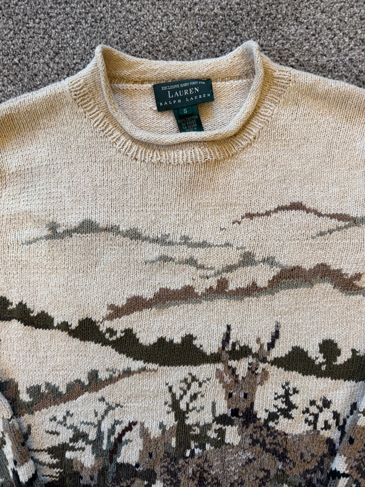 Woman's Small Ralph Lauren Beige Knitted Deer Jumper
