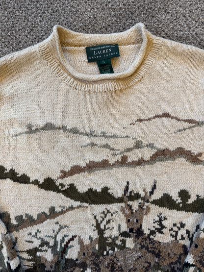 Woman's Small Ralph Lauren Beige Knitted Deer Jumper