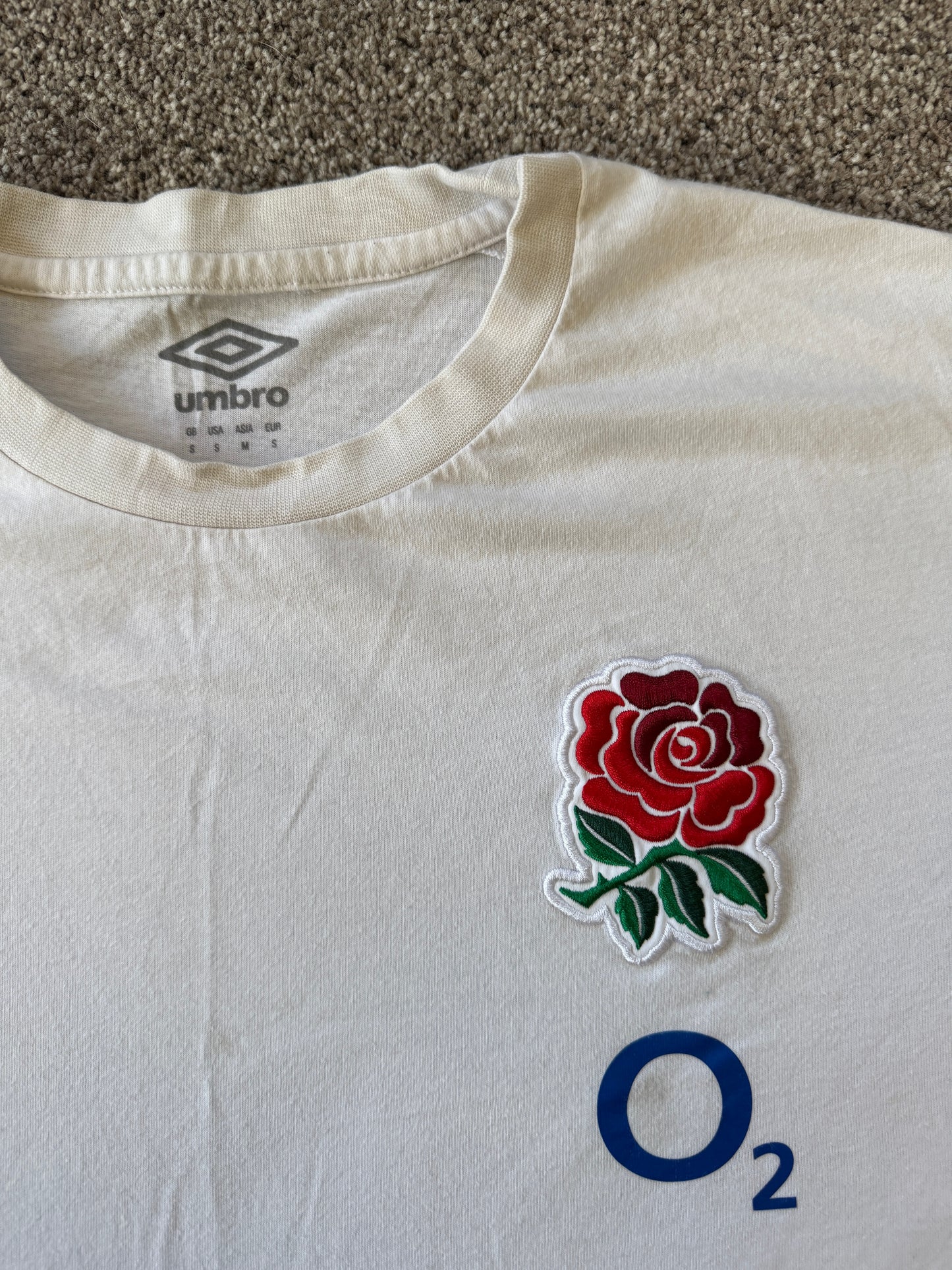 Small Umbro White England Rugby T-Shirt