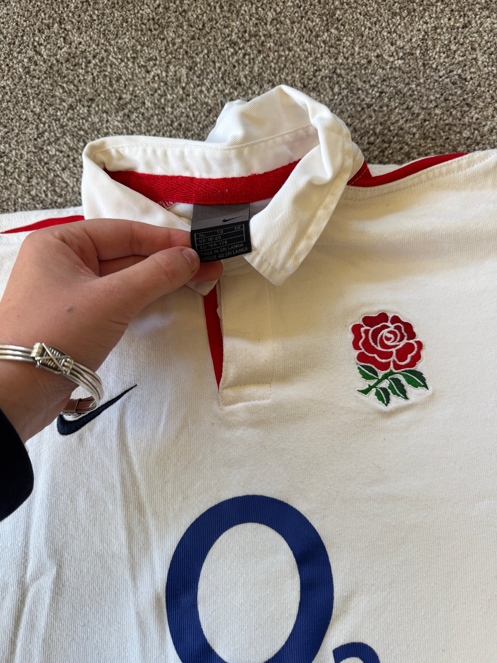 Aged 18-20 Nike 2003-05 England White Rugby Shirt