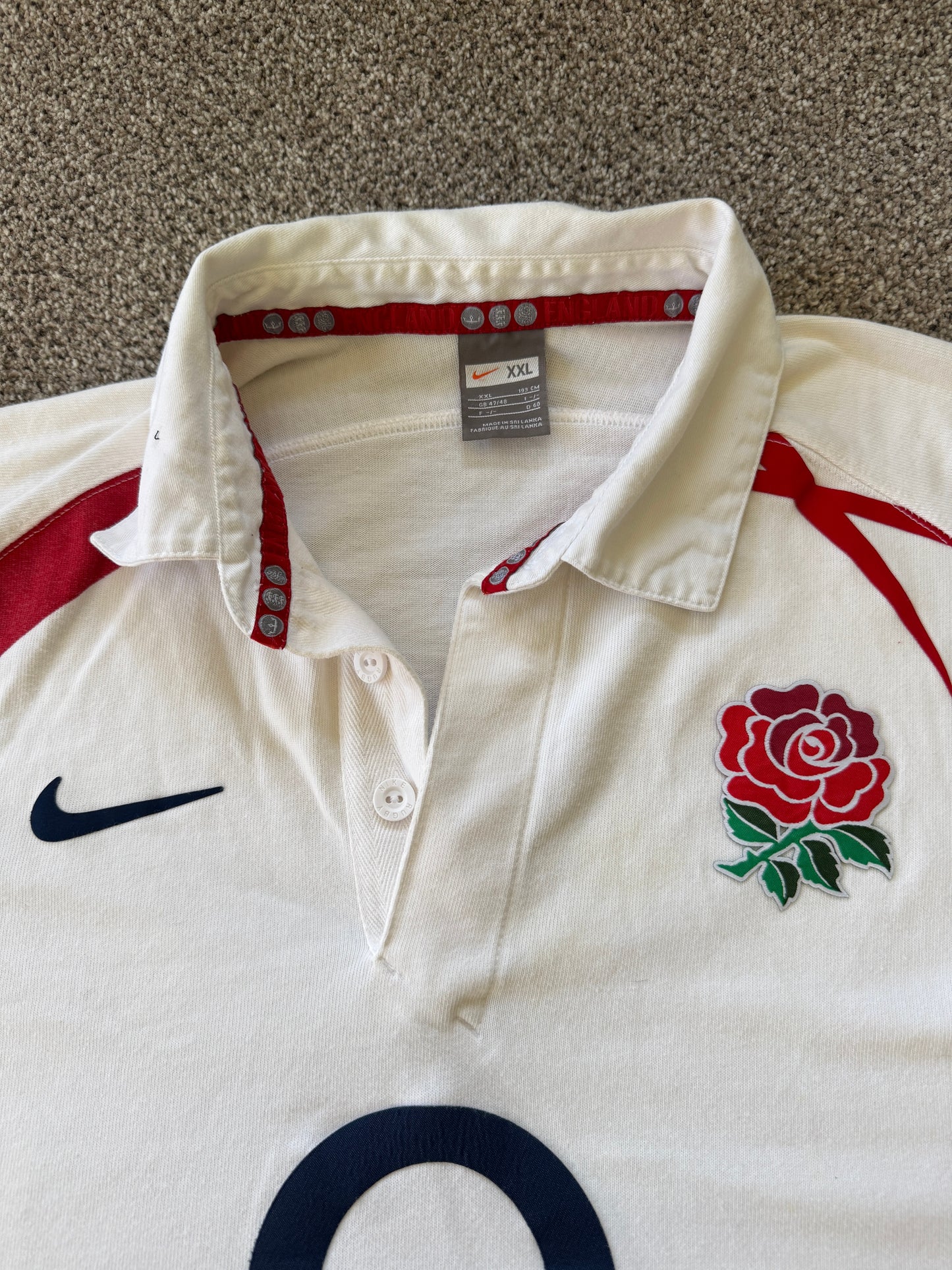 XXL Nike 2007-09 White England Rugby Shirt