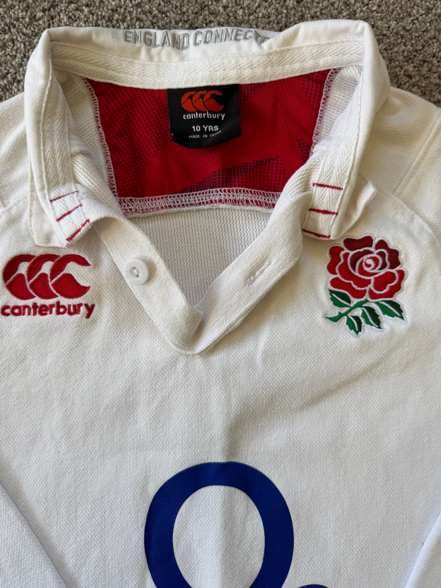 Aged 10 Canterbury White England Rugby Shirt