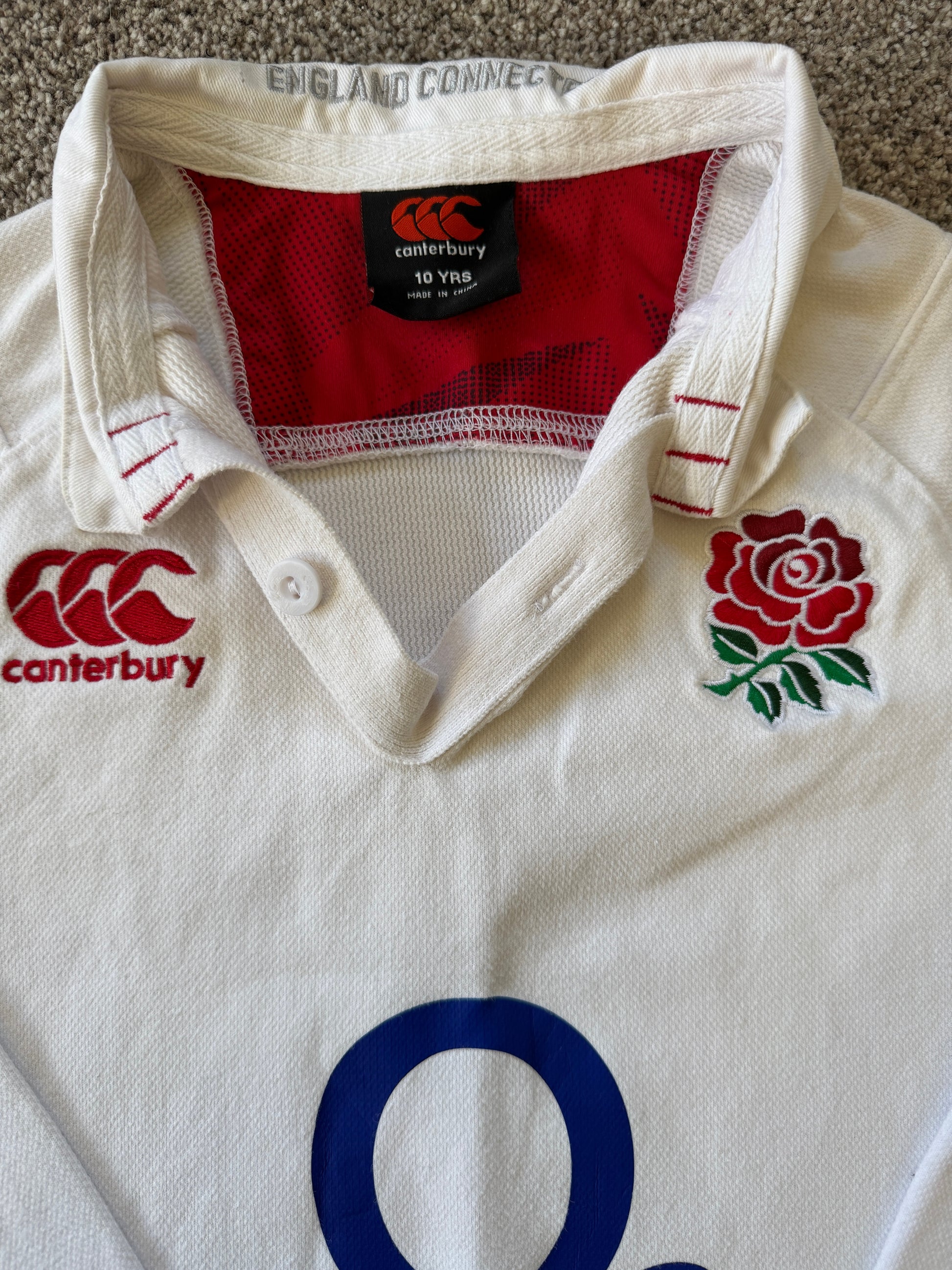 Aged 10 Canterbury White England Rugby Shirt