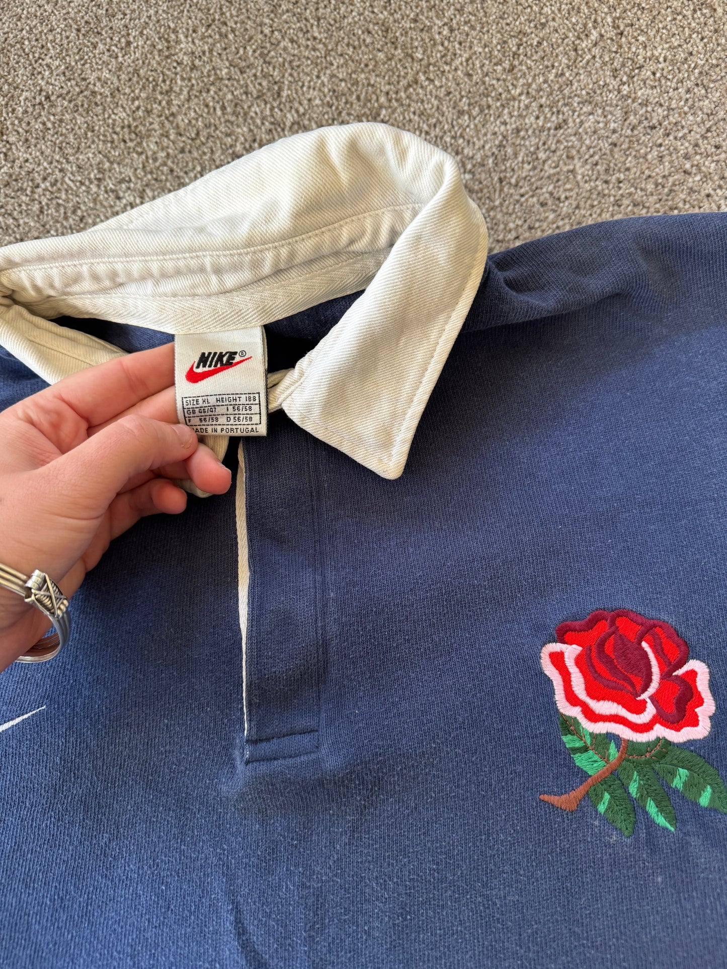 Extra large 1997-99 Nike England Navy Rugby Shirt