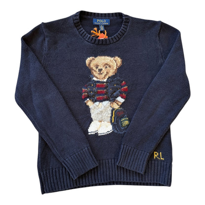 Aged 10-12 Ralph Lauren Navy Knitted Polo Bear Jumper