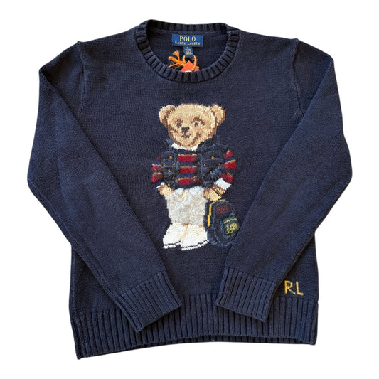 Aged 10-12 Ralph Lauren Navy Knitted Polo Bear Jumper