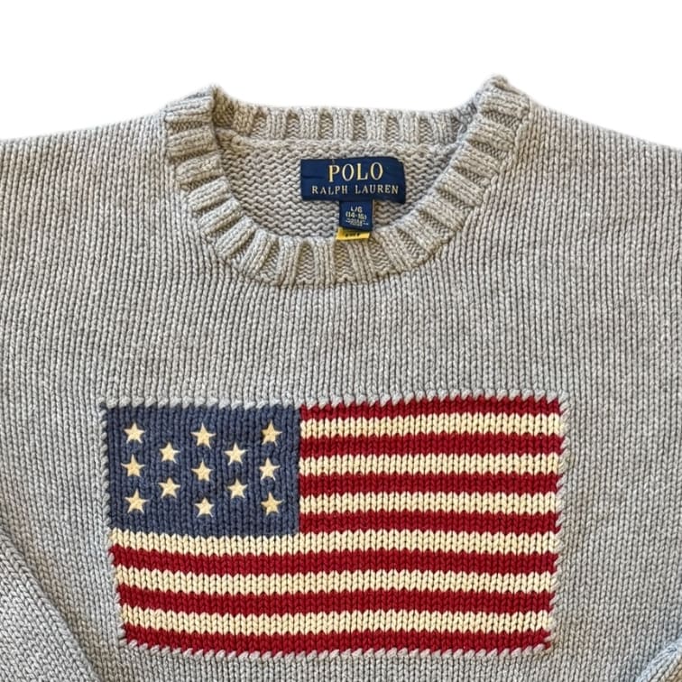 Woman's Extra small Ralph Lauren Grey USA Flag Jumper
