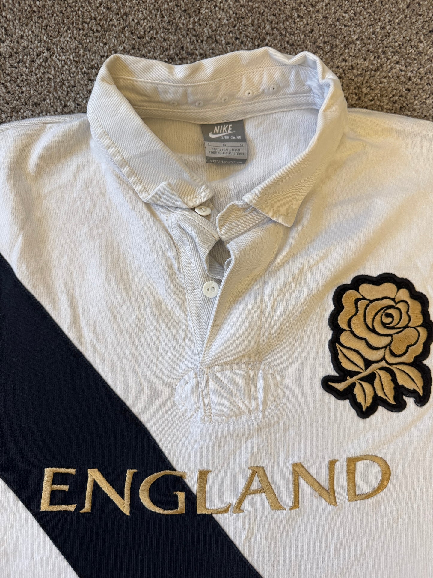 Large Nike England White Rugby Shirt