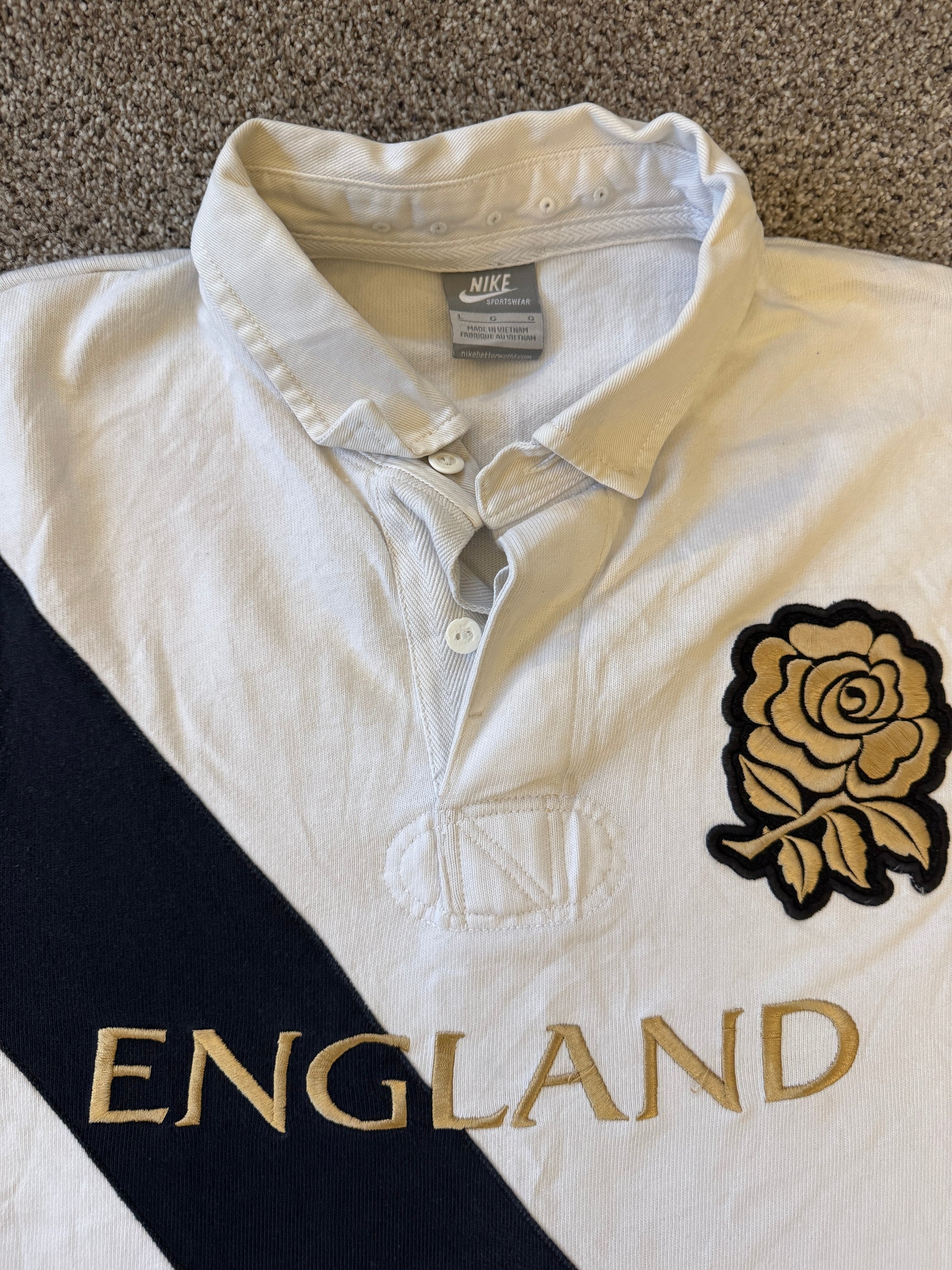 Large Nike England White Rugby Shirt
