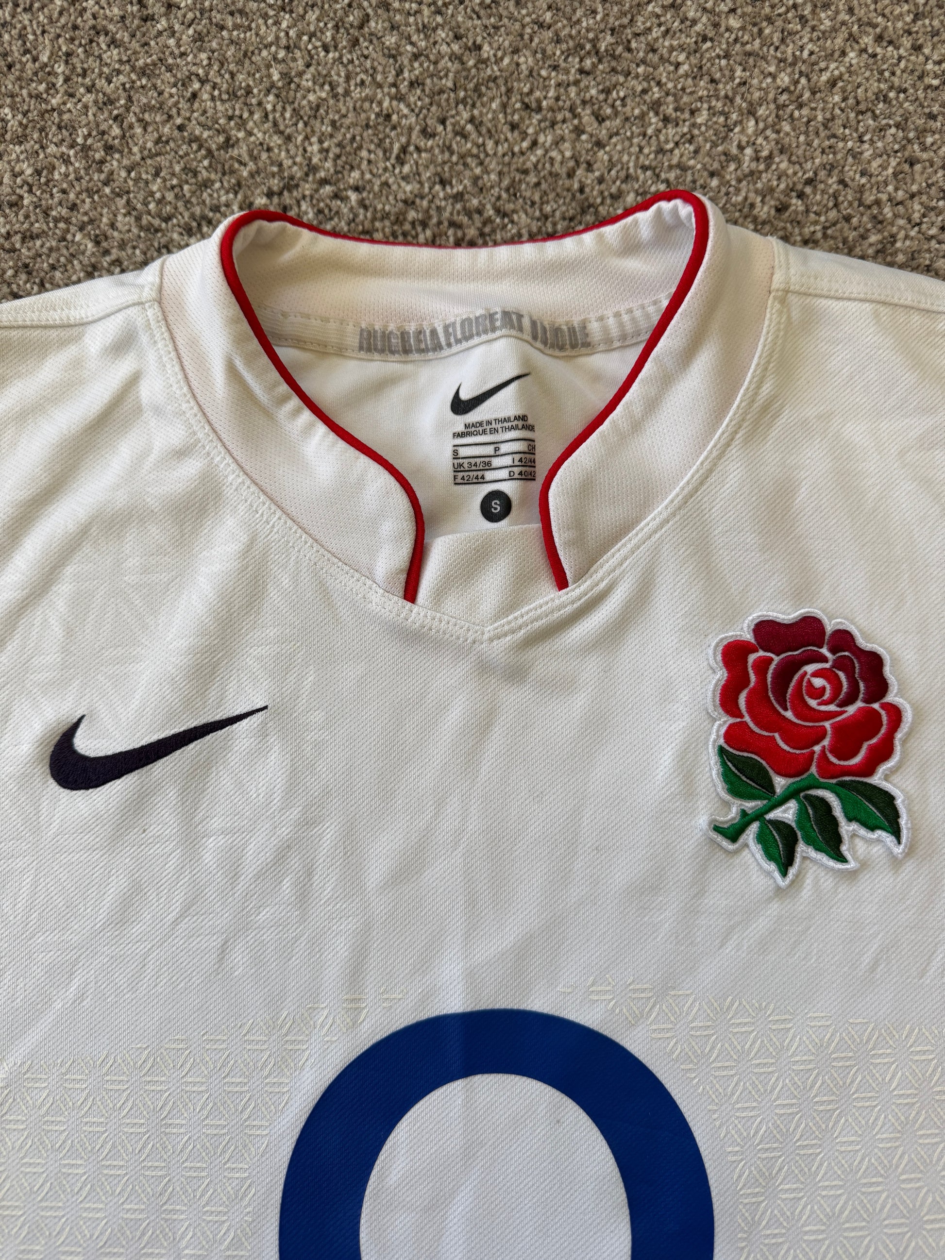 Small 2009 Nike White England Rugby Shirt