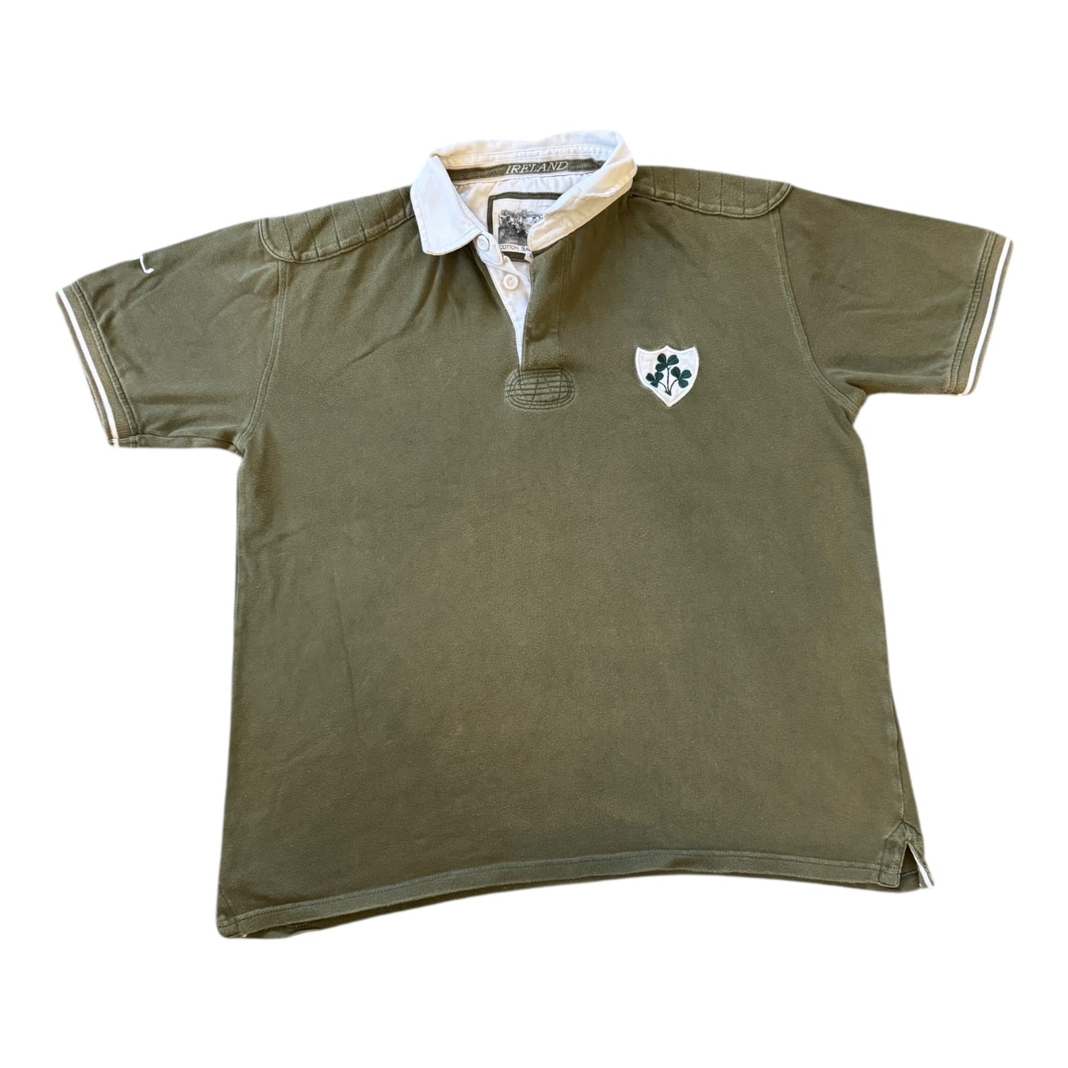 Large Cotton Traders Green Ireland Rugby Shirt