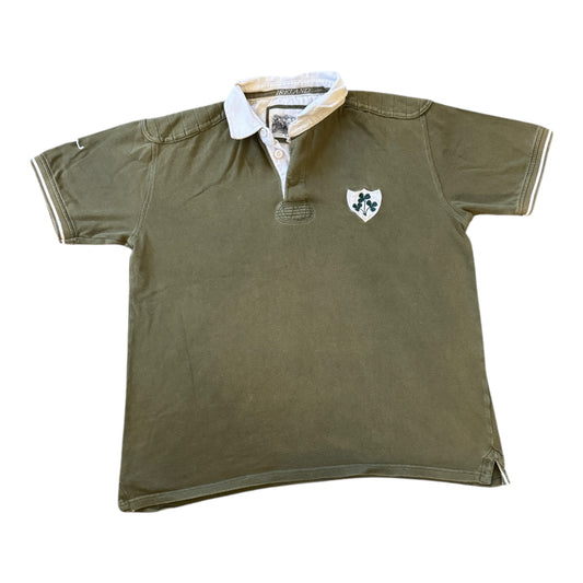 Large Cotton Traders Green Ireland Rugby Shirt