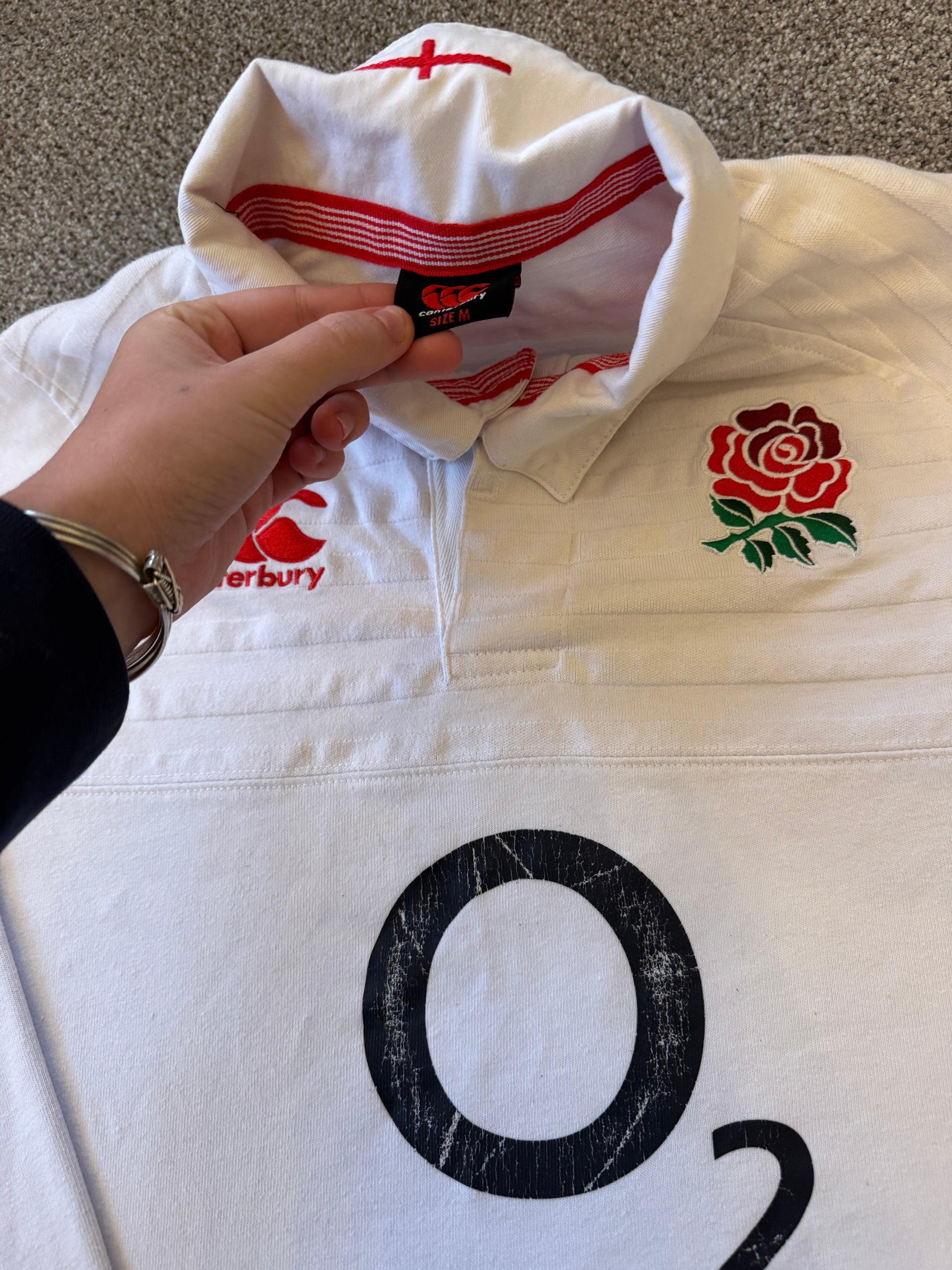 Medium Canterbury White England Rugby Shirt