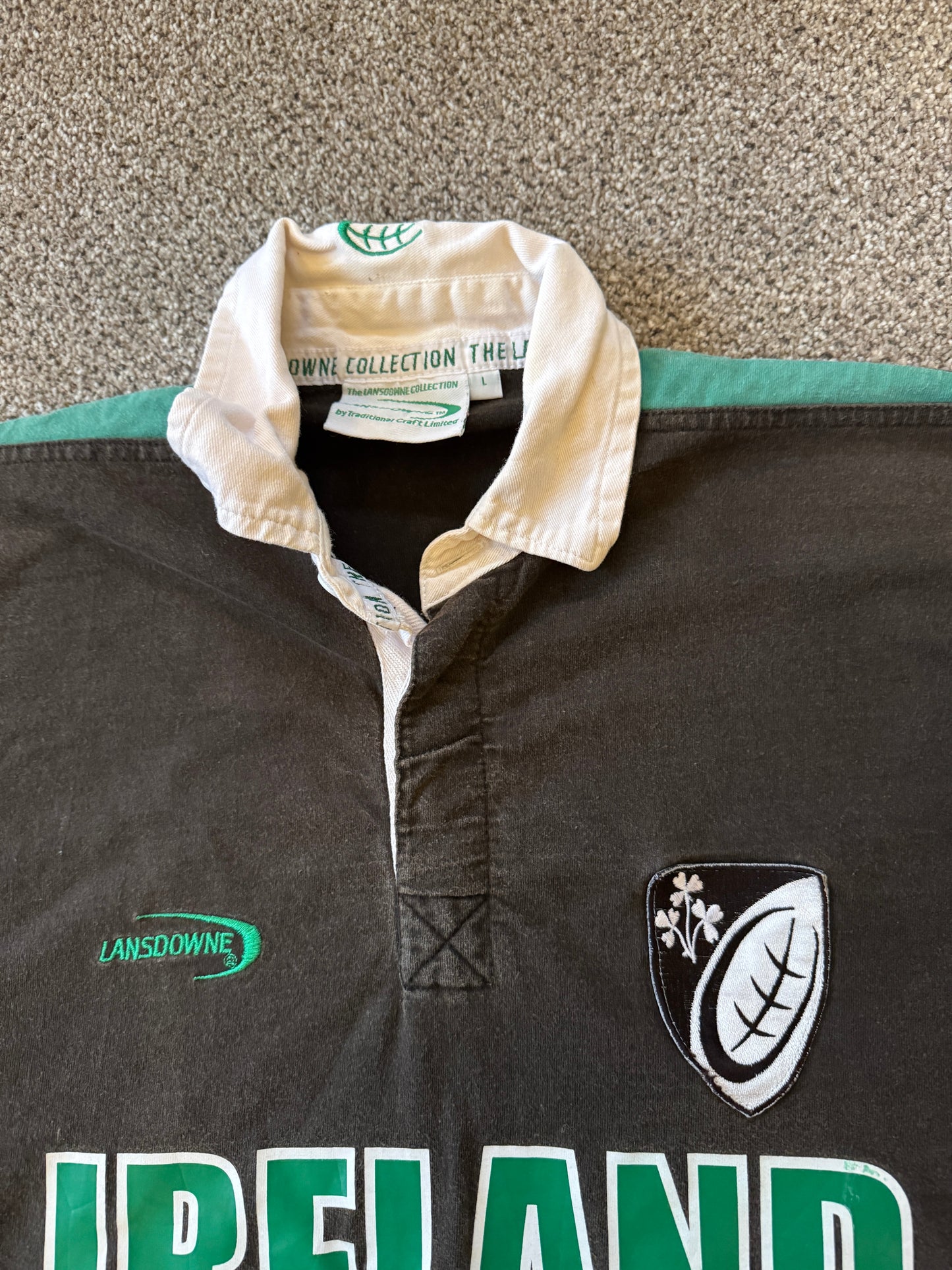 Large Lansdowne Black Ireland Rugby Shirt